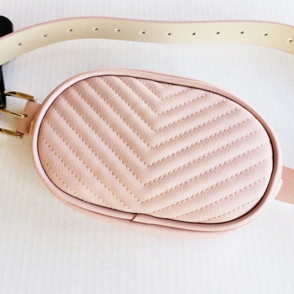 NEW Chevron Blush 37" Belt Bag Small/Med Purse Fanny Pack Travel Faux Leather